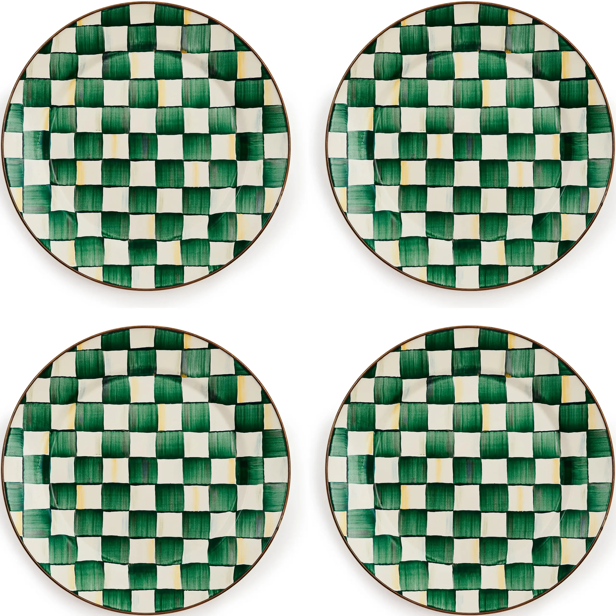 Emerald Check Chargers, Set of 4