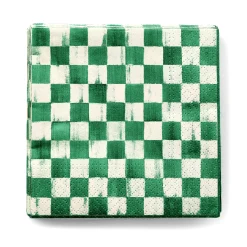 Emerald Check Cocktail Paper Napkins