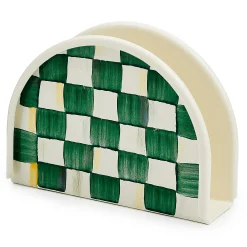 Emerald Check Enamel Napkin Holder