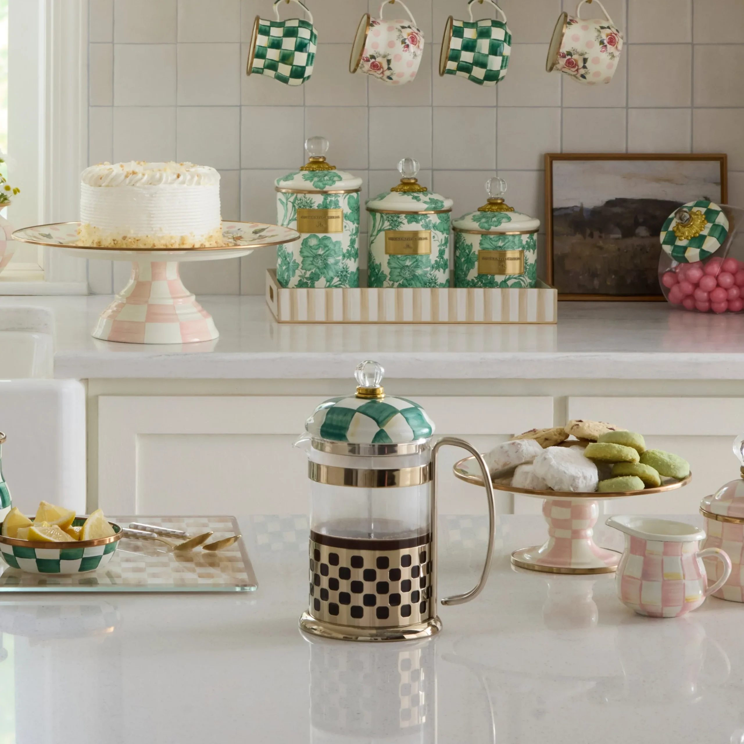 Emerald Check French Press