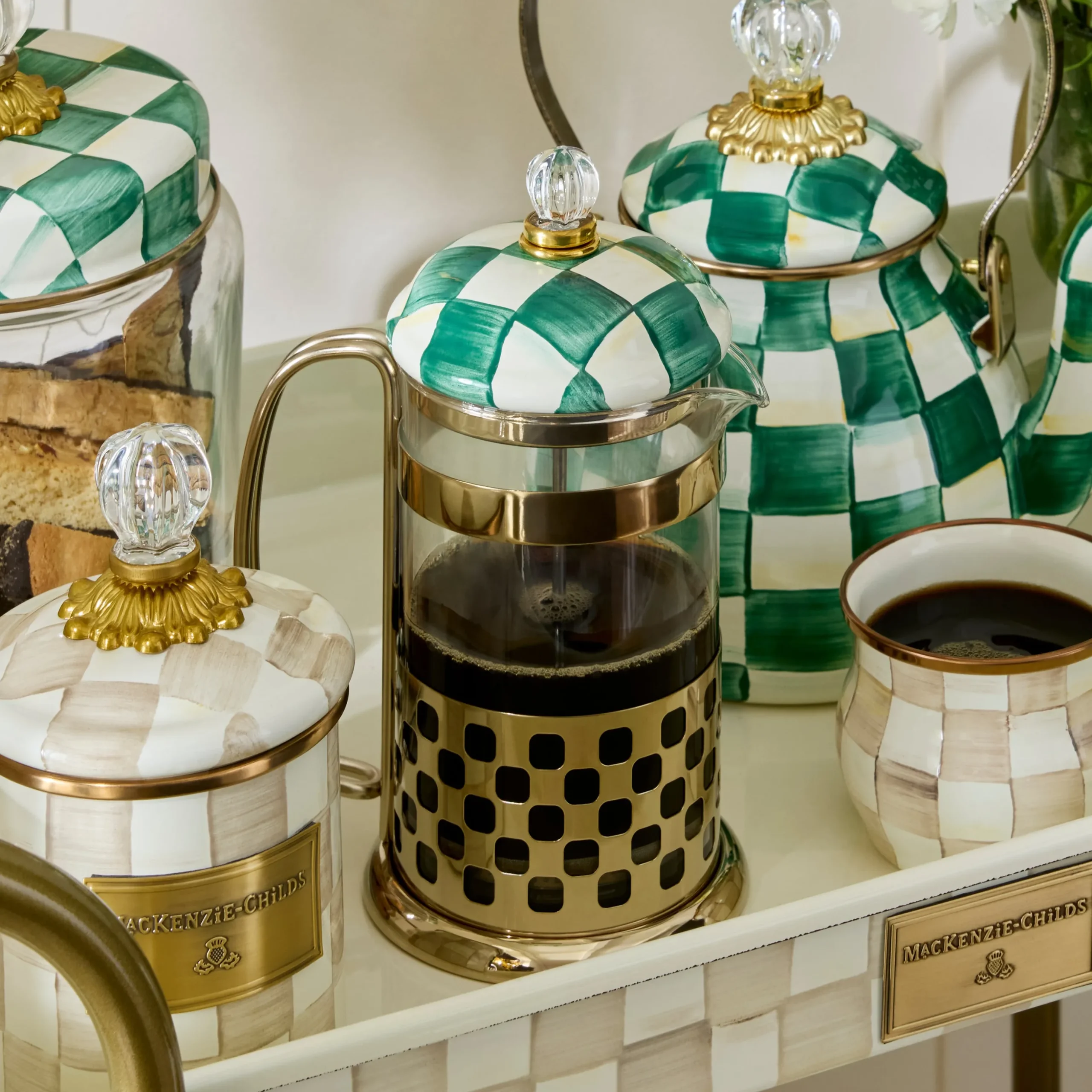 Emerald Check French Press