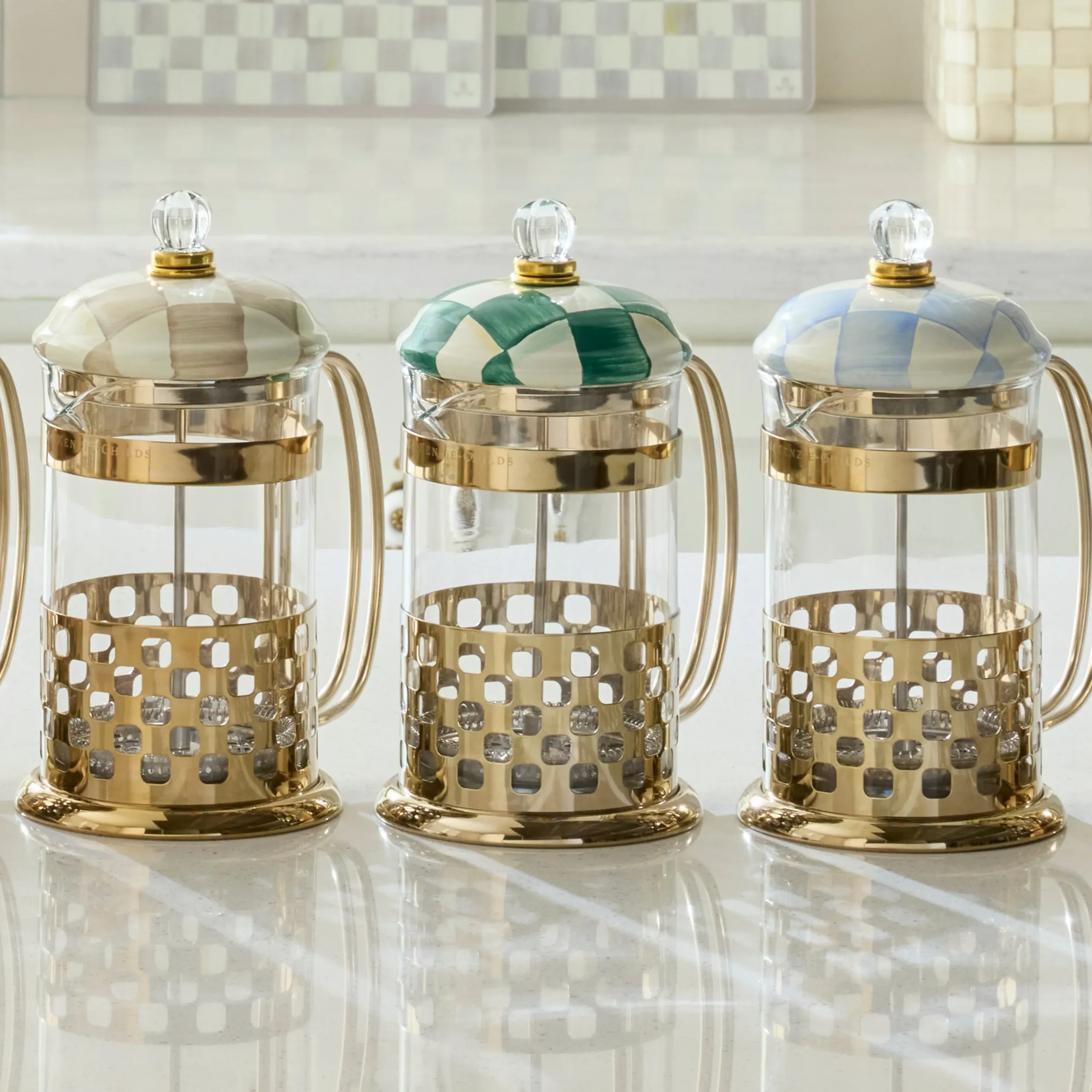 Emerald Check French Press