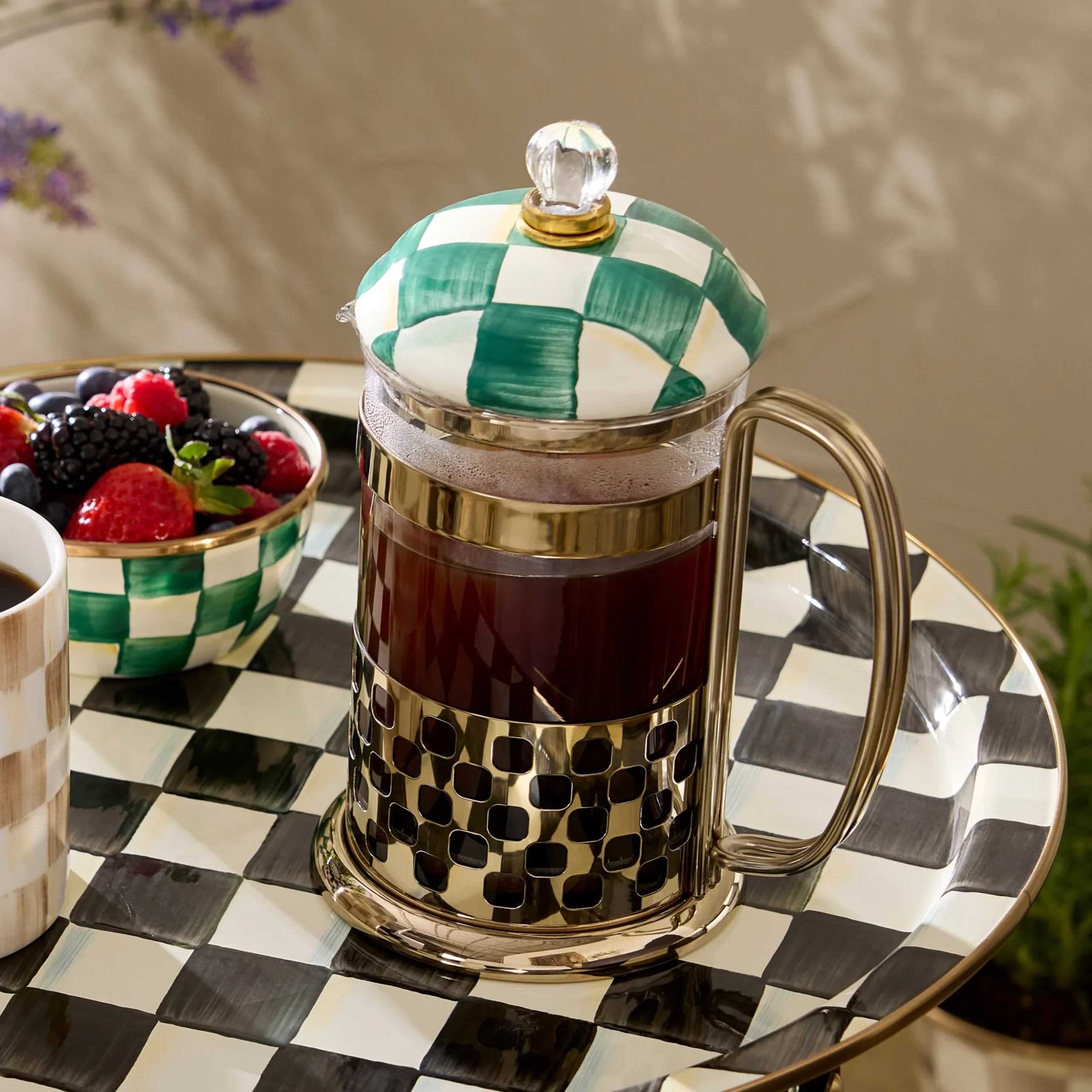 Emerald Check French Press