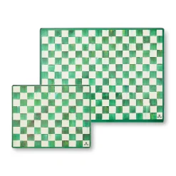 Emerald Check Glass Cutting Boards, Set of 2