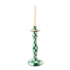 Emerald Check Large Candlestick