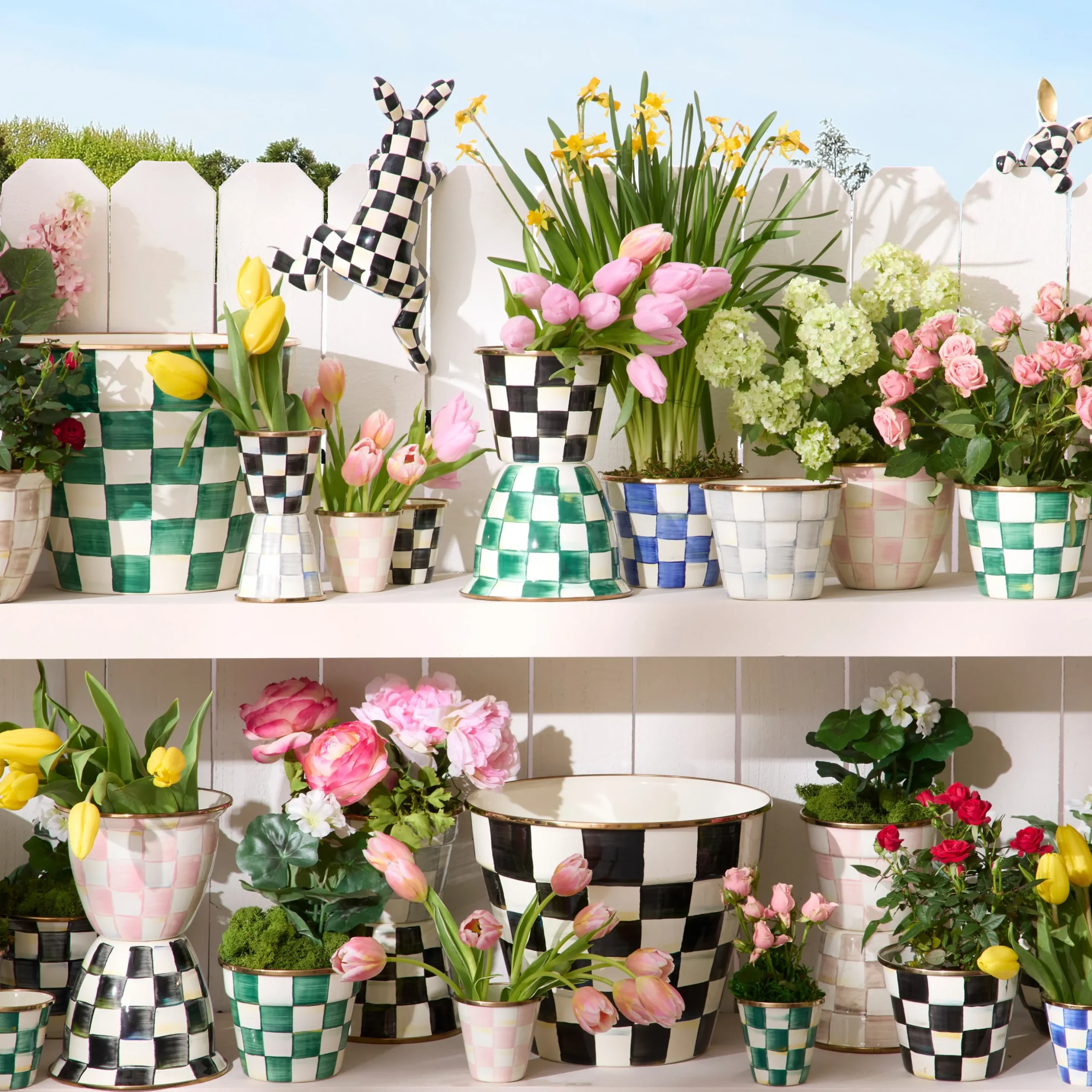 Emerald Check Large Flower Pot