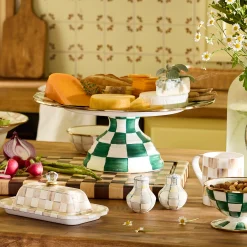 Emerald Check Large Pedestal Platter