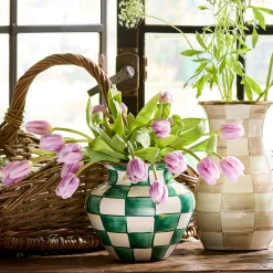 Emerald Check Large Vase