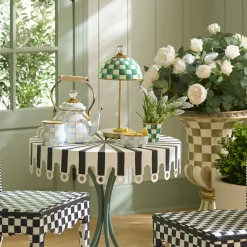 Emerald Check LED Rechargeable Dome Table Lamp