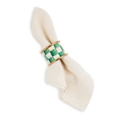 Emerald Check Napkin Rings, Set of 4