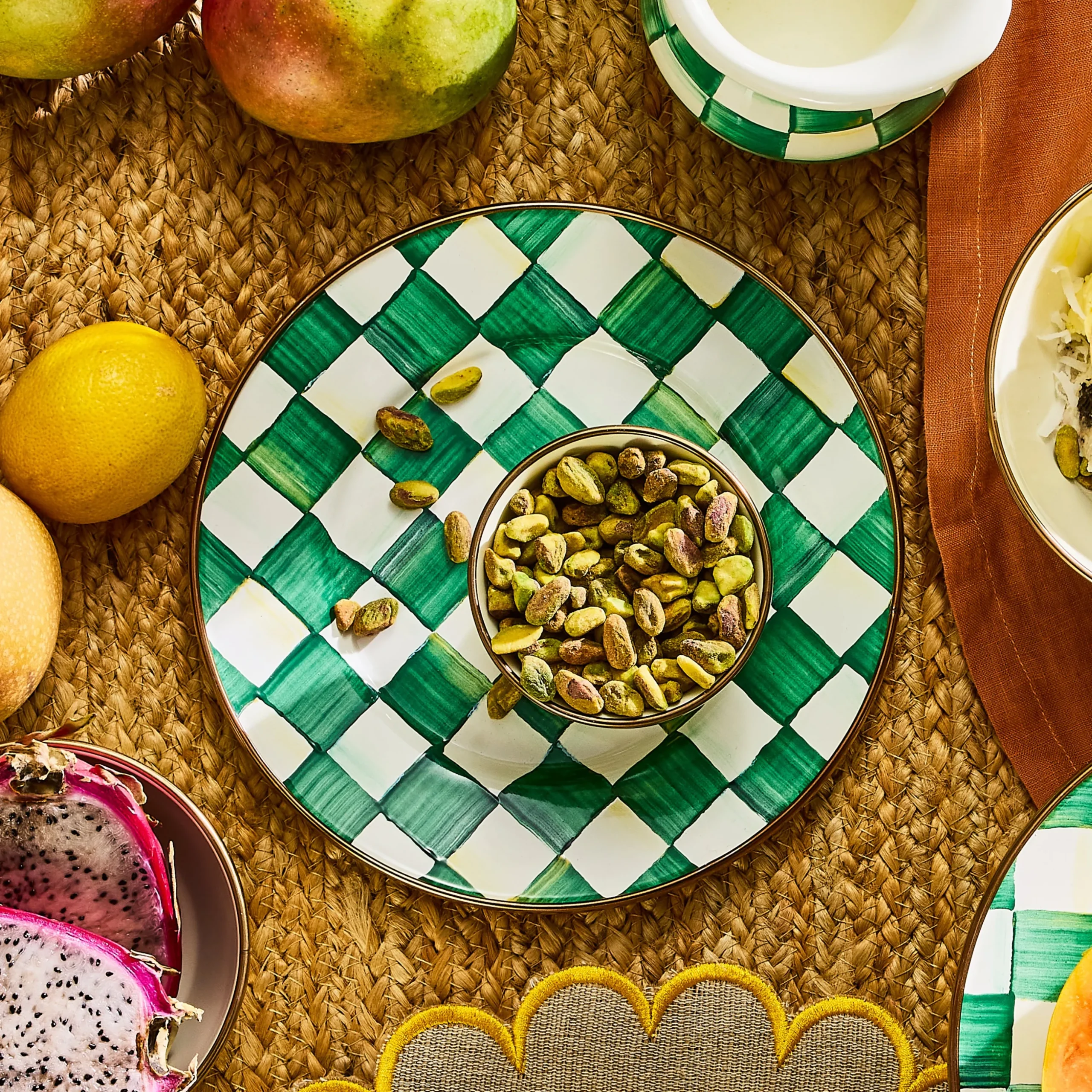 Emerald Check Salad Plate