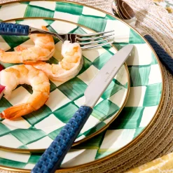 Emerald Check Salad Plate