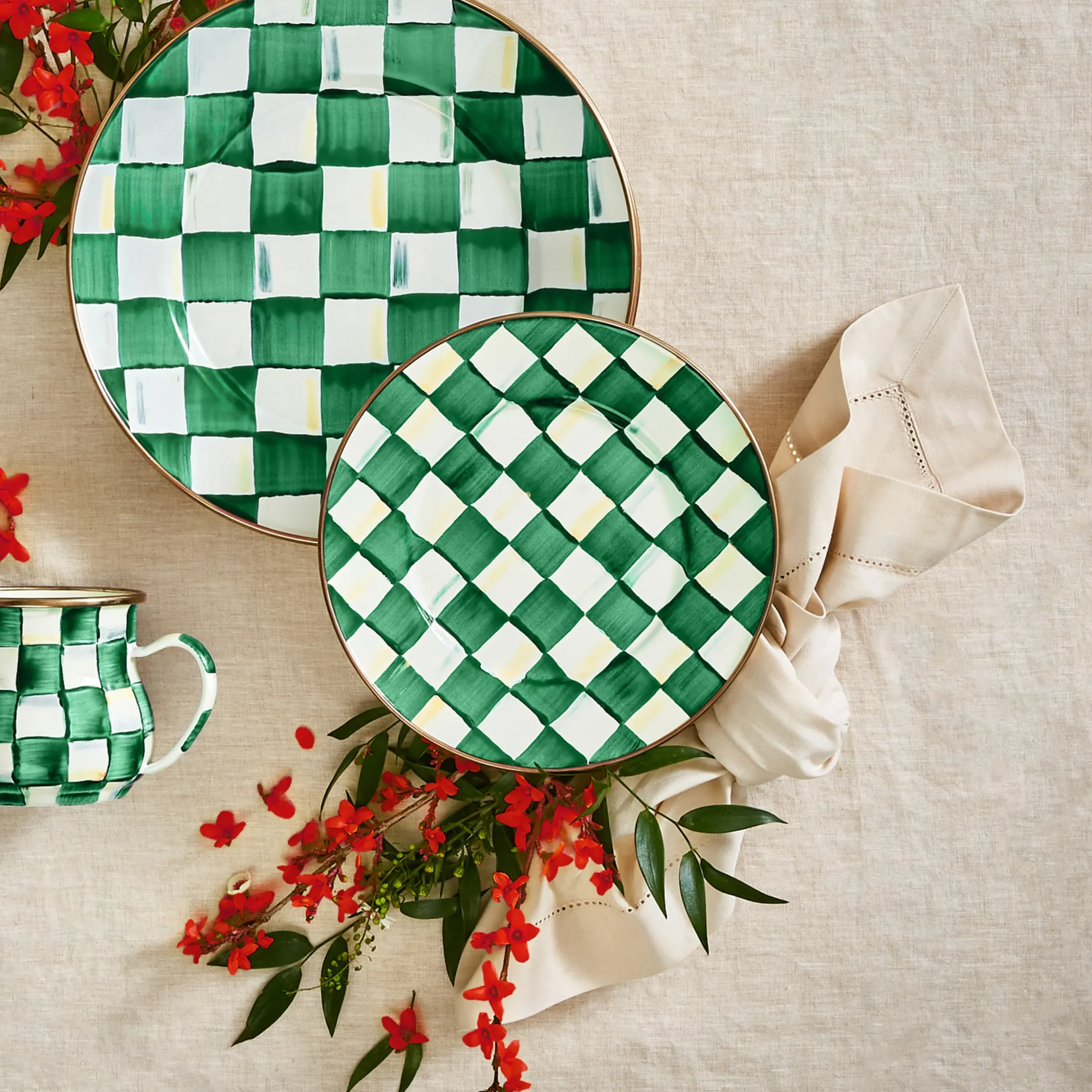 Emerald Check Salad Plate