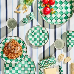 Emerald Check Salad Plate