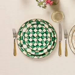 Emerald Check Salad Plate