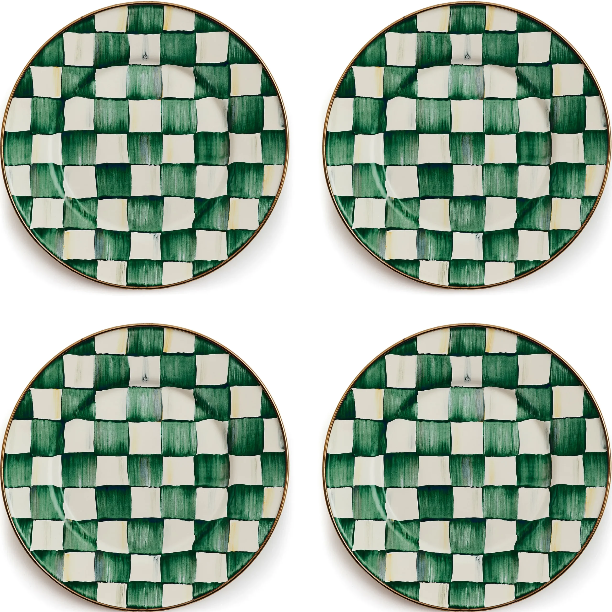 Emerald Check Salad Plates, Set of 4