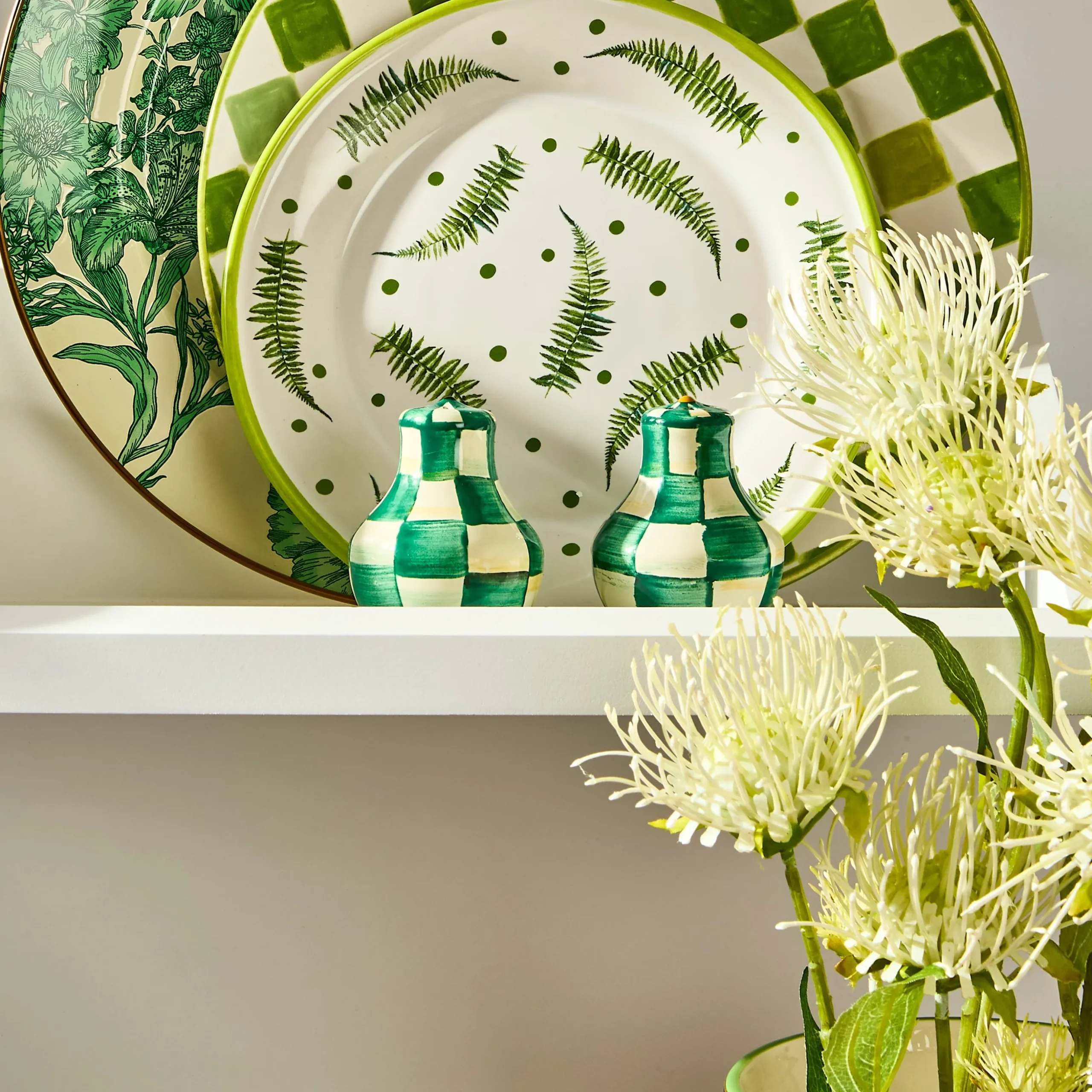 Emerald Check Salt & Pepper Shakers