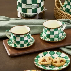 Emerald Check Saucer