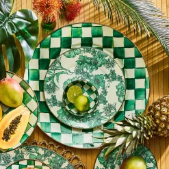 Emerald Check Serving Platter