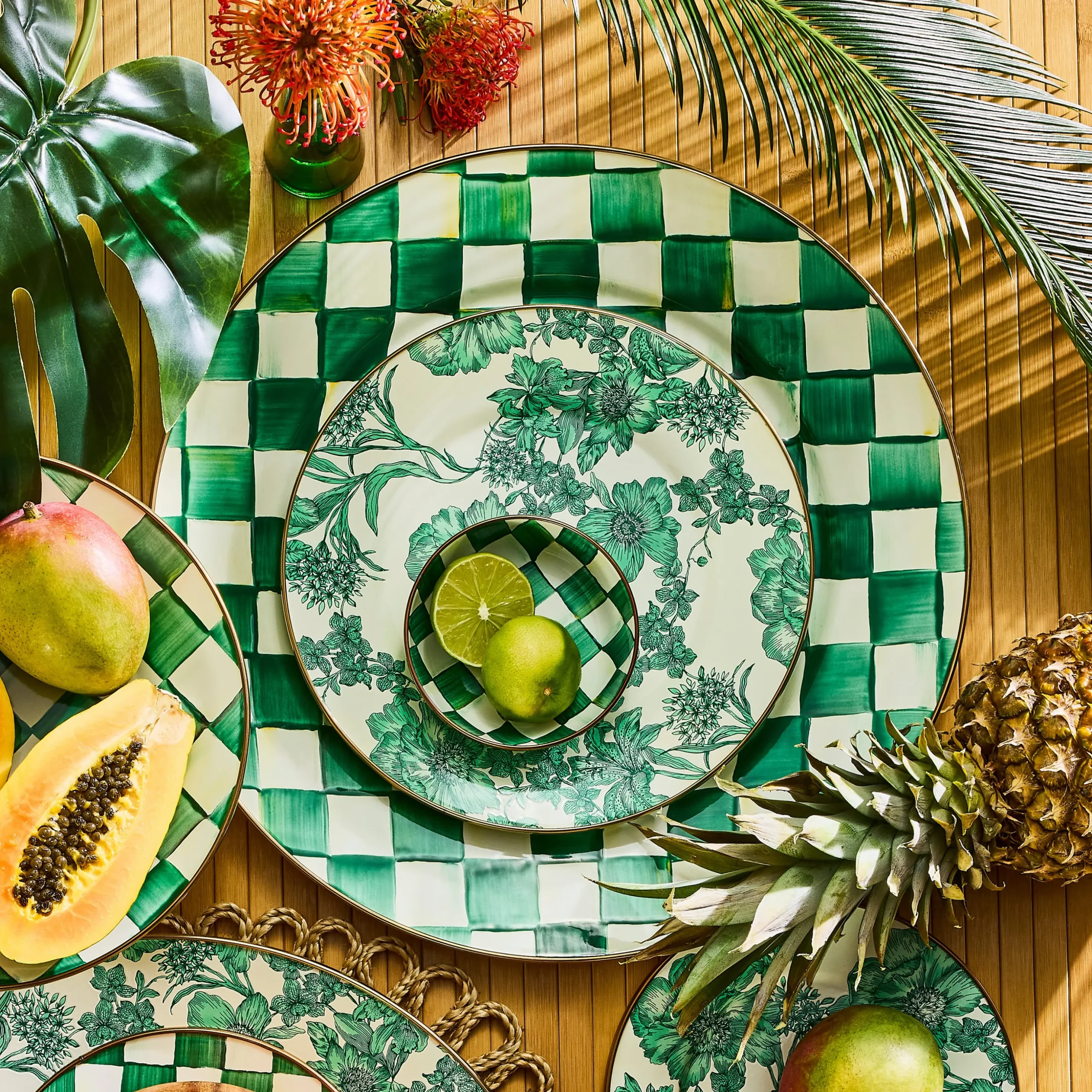 Emerald Check Serving Platter
