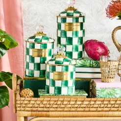 Emerald Check Small Canister