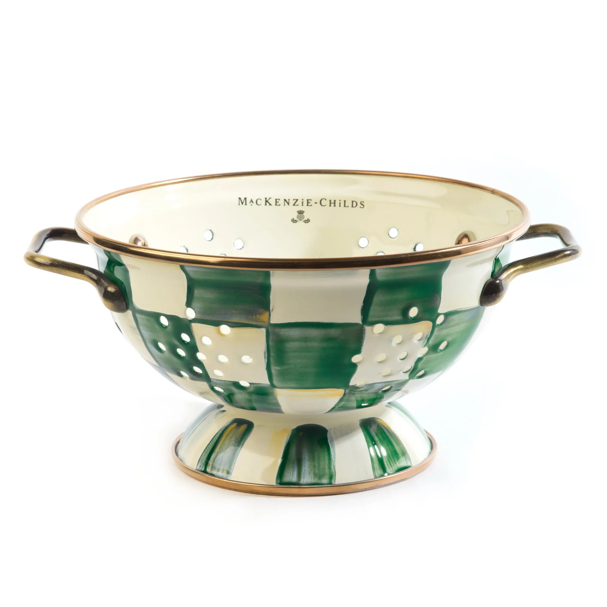 Emerald Check Small Colander