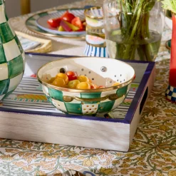 Emerald Check Small Colander