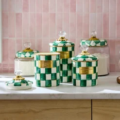 Emerald Check Small Kitchen Canister