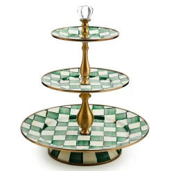 Emerald Check Three Tier Sweet Stand