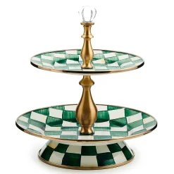 Emerald Check Two Tier Sweet Stand