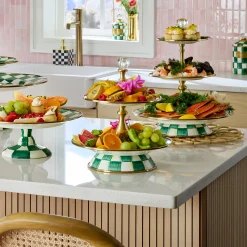 Emerald Check Two Tier Sweet Stand