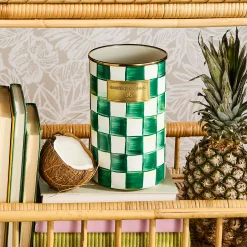 Emerald Check Utensil Holder