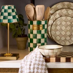 Emerald Check Utensil Holder