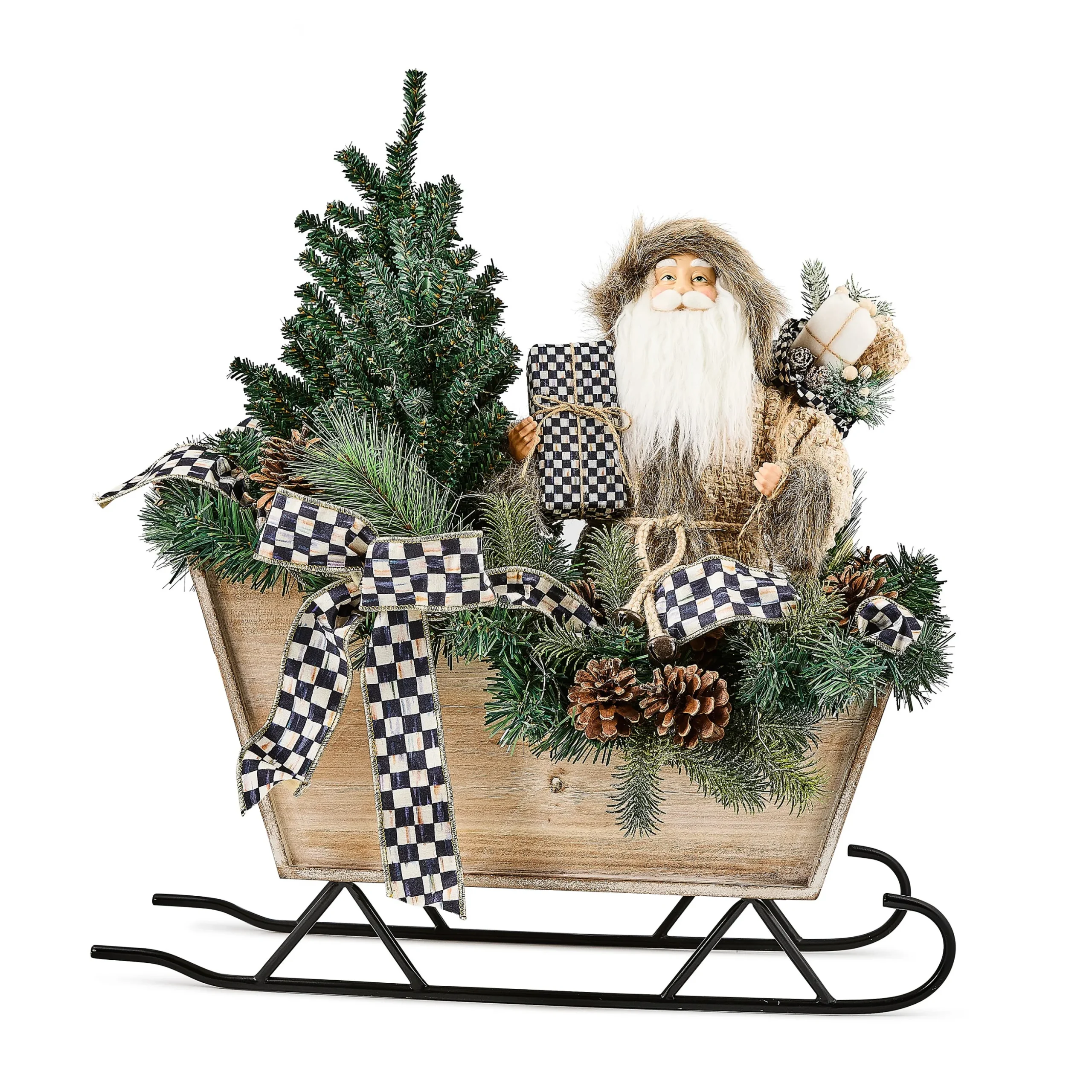 Farmhouse Illuminated Santa in Sleigh