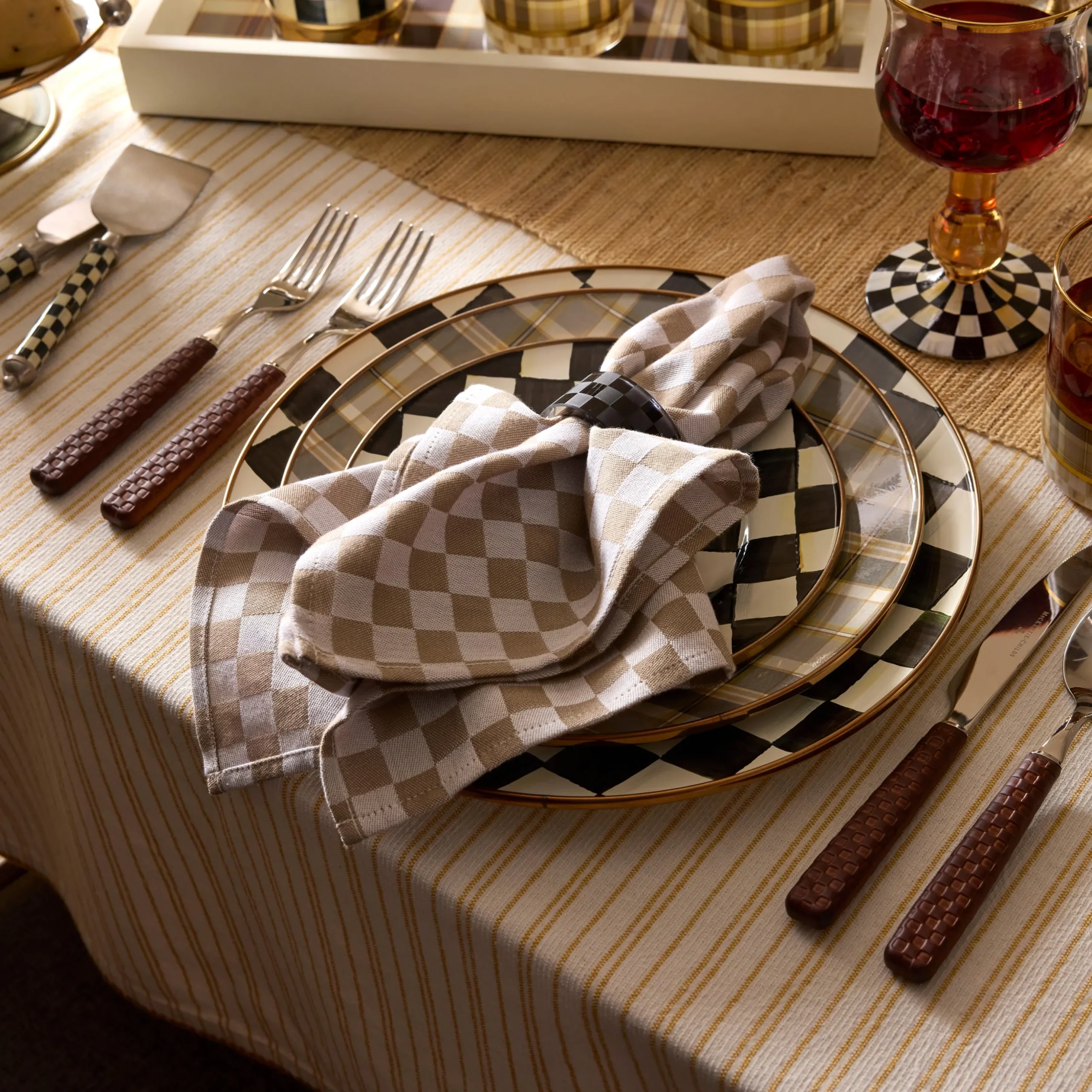 Flax Check Napkin, Set of 4