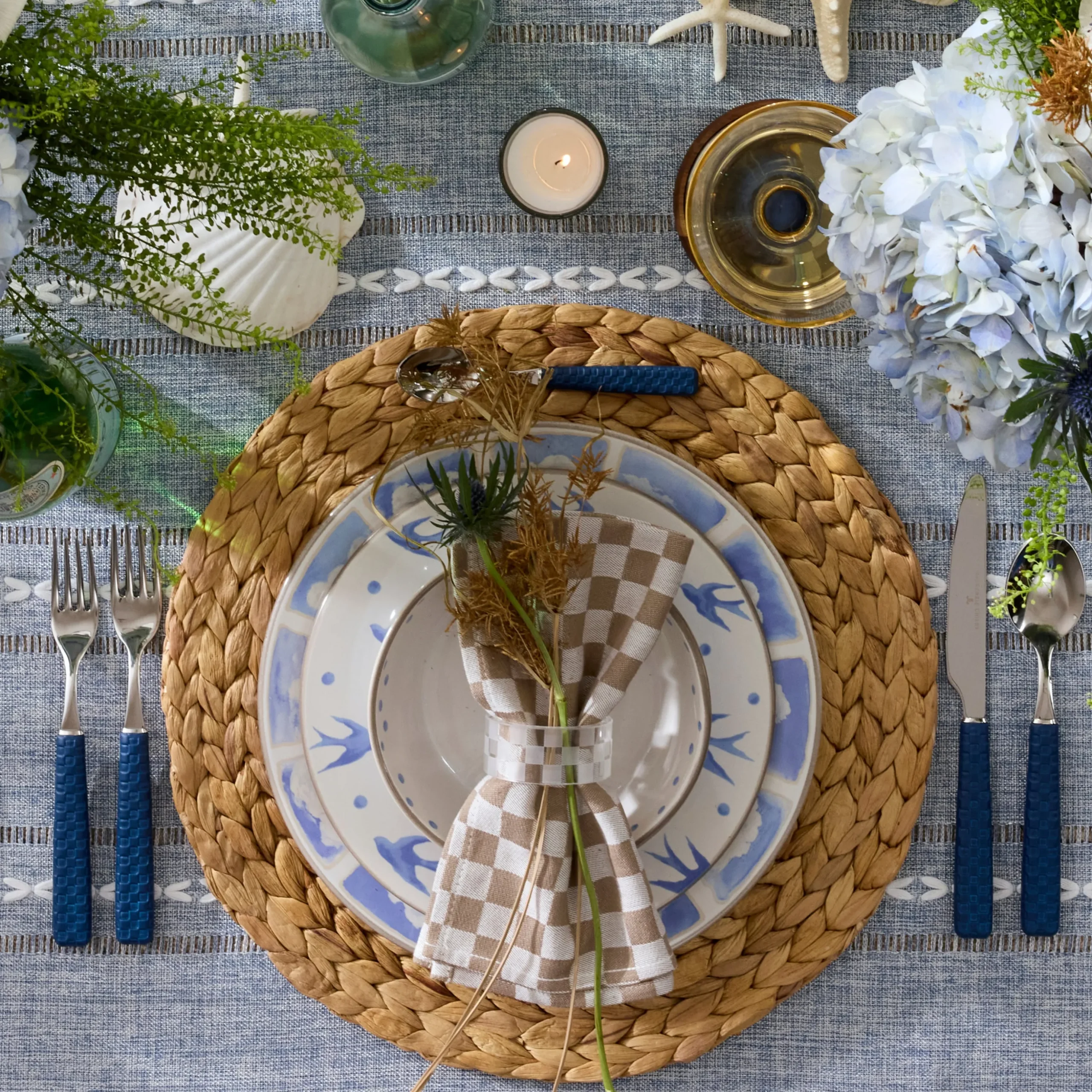 Flax Check Napkin, Set of 4