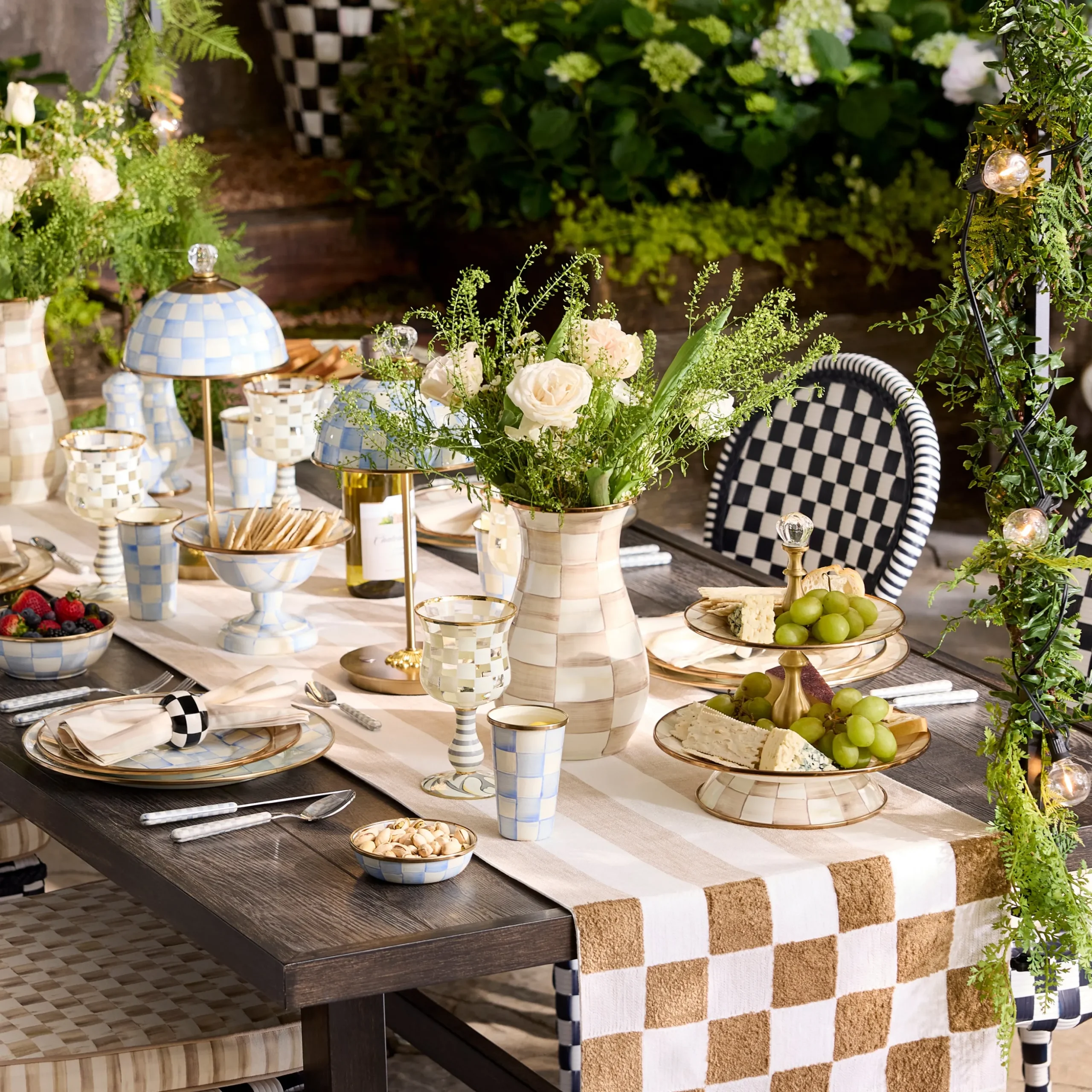 Flax Checks and Stripes Table Runner