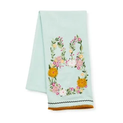 Floral Bunny Embroidered Dish Towel