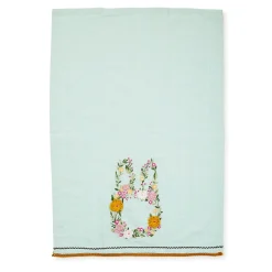 Floral Bunny Embroidered Dish Towel