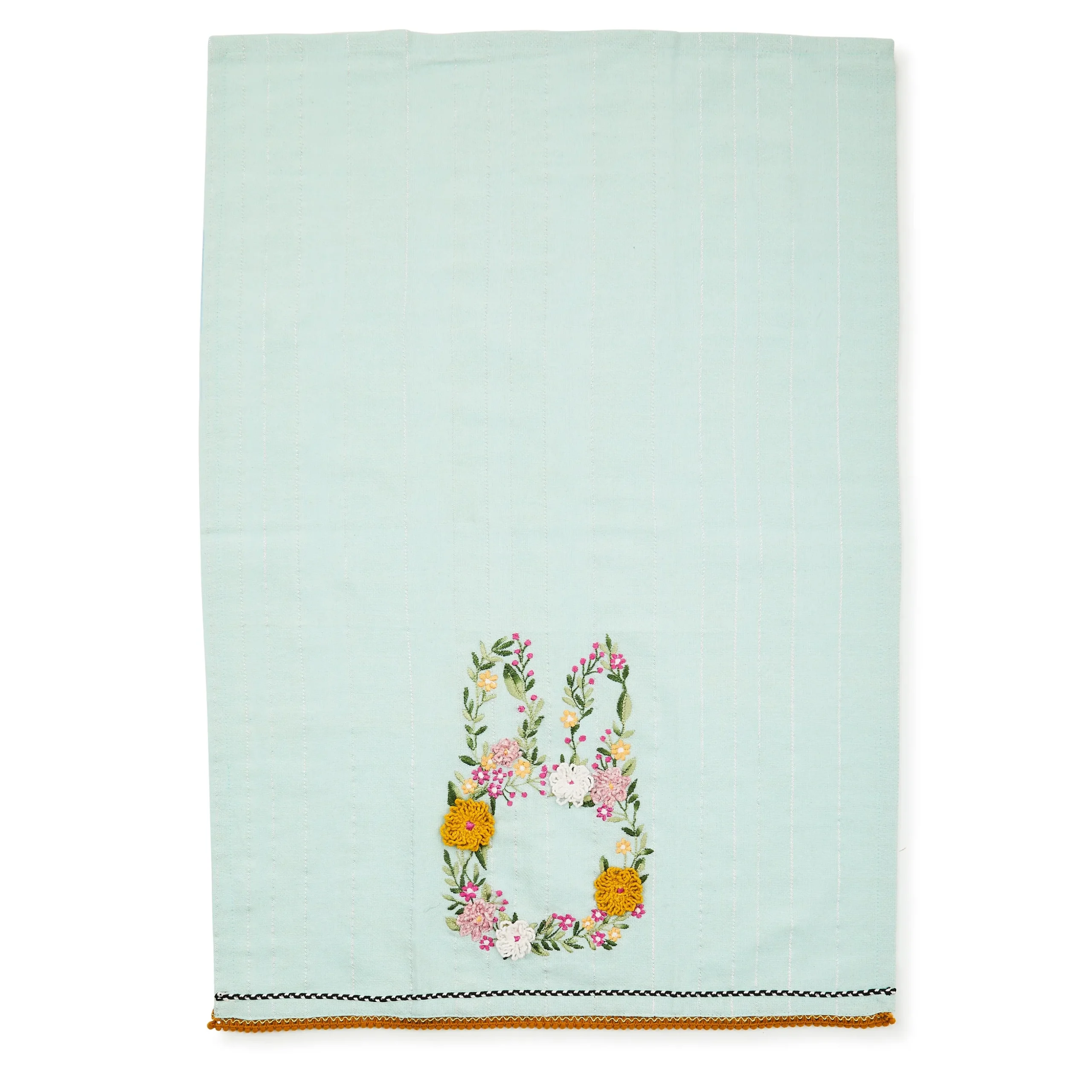 Floral Bunny Embroidered Dish Towel