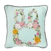Floral Bunny Embroidered Throw Pillow