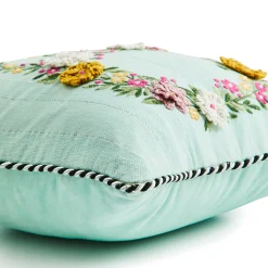 Floral Bunny Embroidered Throw Pillow