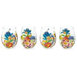 Flower Market Stemless Wine Glass, Set of 4