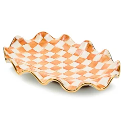 Ginger Check Ceramic Serving Platter
