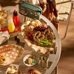 Ginger Check Ceramic Serving Platter