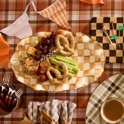 Ginger Check Ceramic Serving Platter