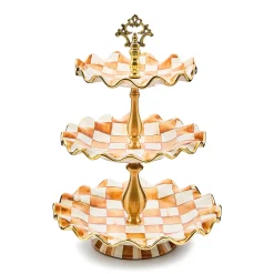 Ginger Check Ceramic Three Tier Sweet Stand