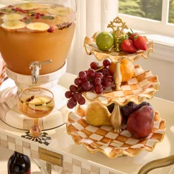 Ginger Check Ceramic Three Tier Sweet Stand