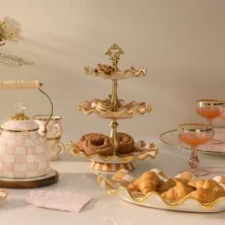 Ginger Check Ceramic Three Tier Sweet Stand
