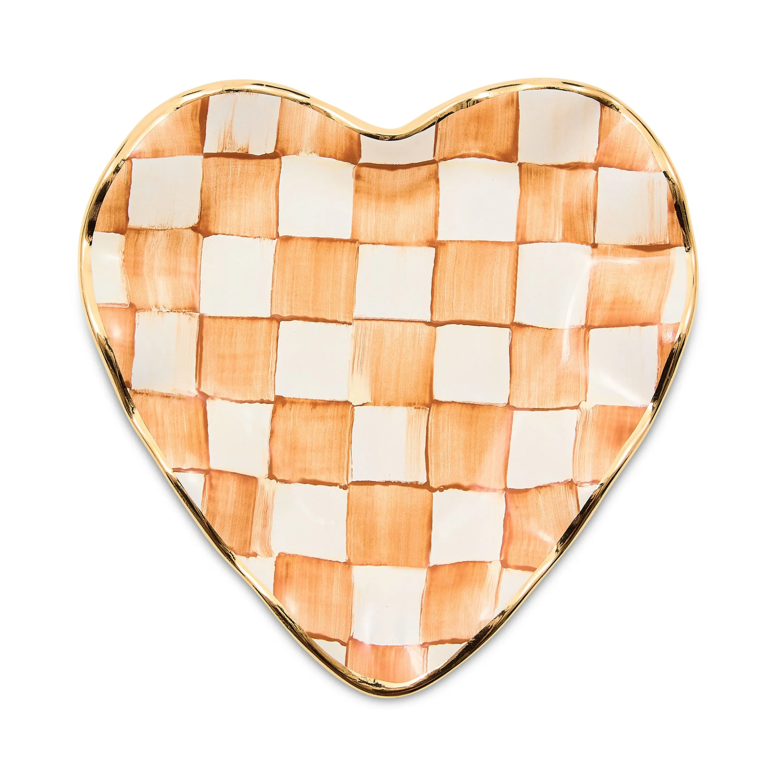 Ginger Check Fluted Heart Plate